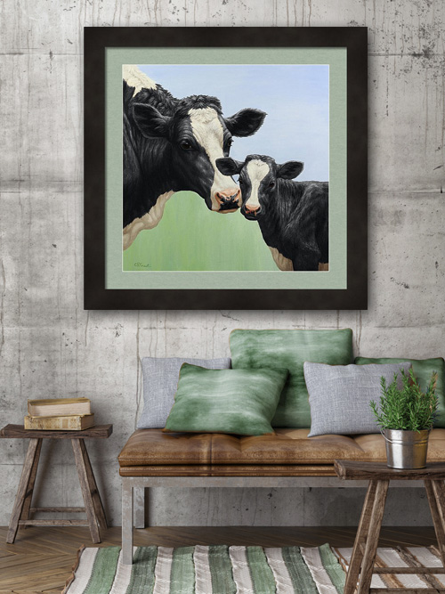 Holstein cow & calf painting