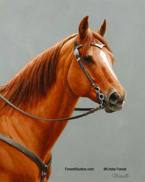 Western red dun quarter horse painting