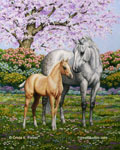 mare and foal horse painting