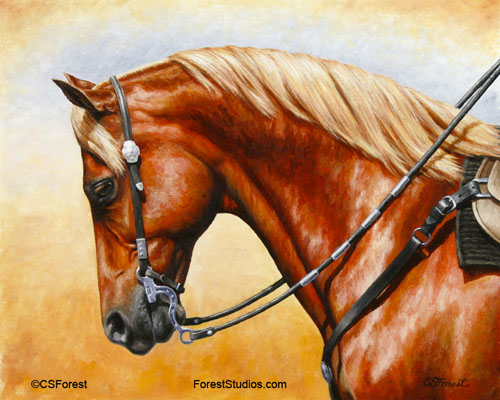 Sorrel Western quarter horse painting
