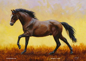 dark bay horse painting