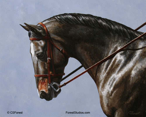 Seal Brown Dressage Horse painting by Crista S. Forest